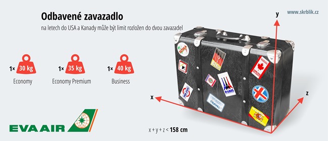 Odbavená (zapsaná) zavazadla u Eva Air 2020 Odbavená (zapsaná) zavazadla u Eva Air 2020