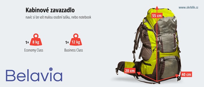 Příruční / kabinová / palubní zavazadla u Belavia 2020 Příruční / kabinová / palubní zavazadla u Belavia 2020